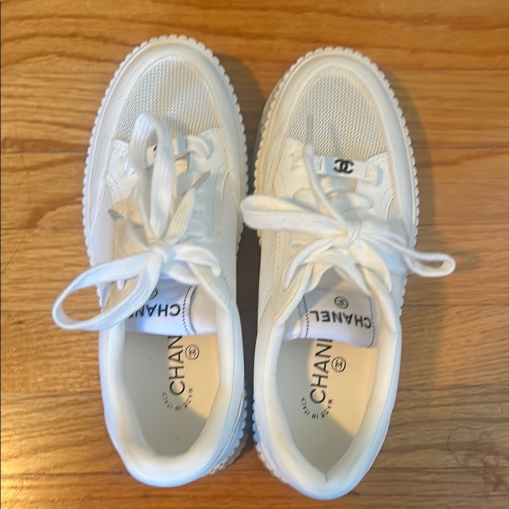 White Sneakers with Platform Sole